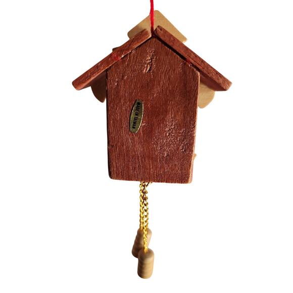 Handmade Wooden Cuckoo Clock Ornament - Picture 2 of 2